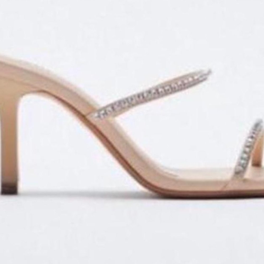 zara sparkly strap heeled sandal size 39 (US 8)